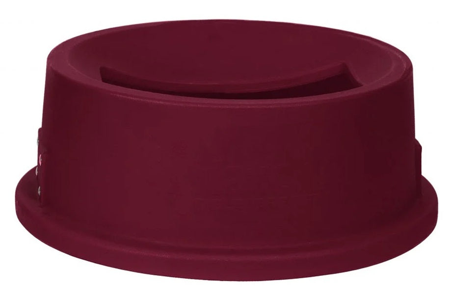 San jamar KA3200 Katchall Plastic Round Trash Can Flatware Retriever Lid 22-1/4"Dia. x 10-1/2"H - Red - for 32 Gal Containers