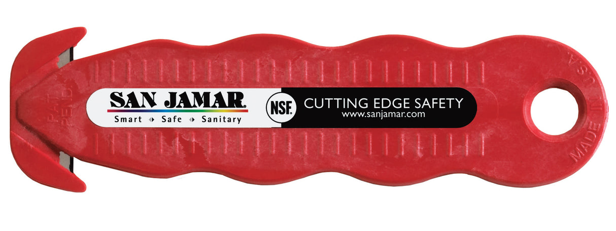 San Jamar KK401 Klever Kutter Disposable Box Cutter with Recessed Blade & Ergonomic Contour Handle - Red