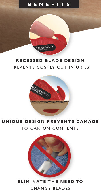 San Jamar KK401 Klever Kutter Disposable Box Cutter with Recessed Blade & Ergonomic Contour Handle - Red