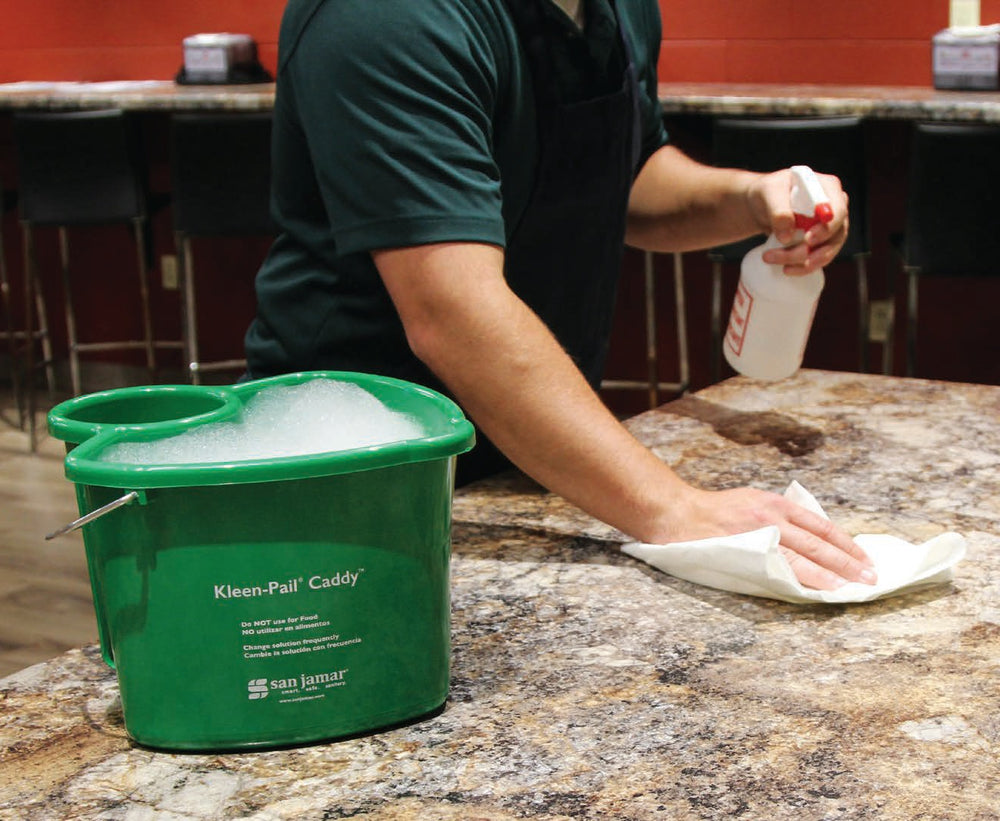 San Jamar KP550GN Kleen-Pail Green Plastic Caddy Pail 4 qt.