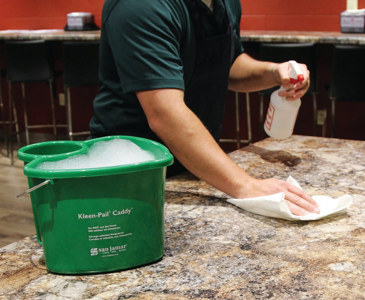 San Jamar KP550GN Kleen-Pail Green Plastic Caddy Pail 4 qt.