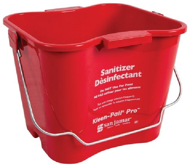 San Jamar KPP256RD Kleen-Pail Pro Red Plastic Sanitizing Pail 8 qt.