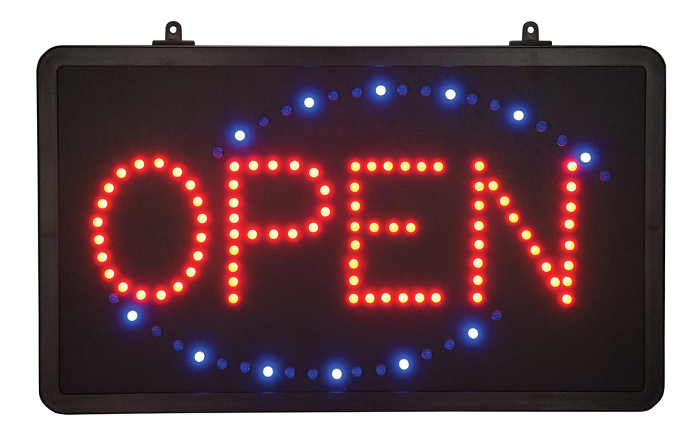 Winco LED-6 Horizontal Hanging Rectangle "Open" LED Sign with Single Flashing Pattern 22" x 13"