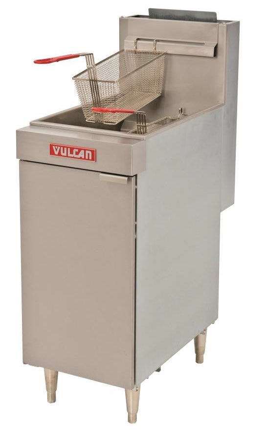 Vulcan LG300-2 Floor Model One Bank Propane Gas Fryer with Millivolt Thermostatic Controls 15-1/2" - Holds 35 to 40 lb. - 90,000 BTU