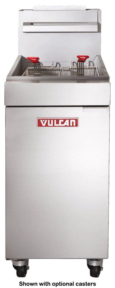 Vulcan LG300-2 Floor Model One Bank Propane Gas Fryer with Millivolt Thermostatic Controls 15-1/2" - Holds 35 to 40 lb. - 90,000 BTU