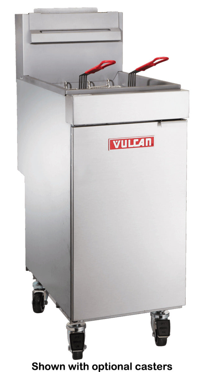 Vulcan LG300-2 Floor Model One Bank Propane Gas Fryer with Millivolt Thermostatic Controls 15-1/2" - Holds 35 to 40 lb. - 90,000 BTU