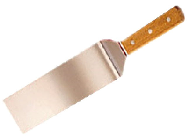 American Metalcraft LT14ST Stainless Steel Solid Turner with 8"L x 3"W Straight Blade and Wood Handle 14" OAL