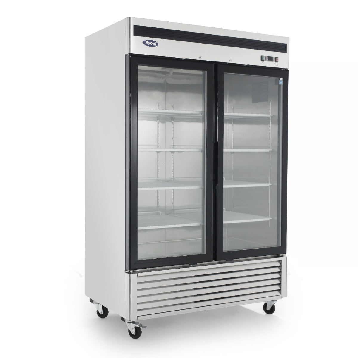 Atosa MCF8707GR Stainless Steel 2-Section 2 Glass Swing Door Merchandiser Refrigerator 54" 115V