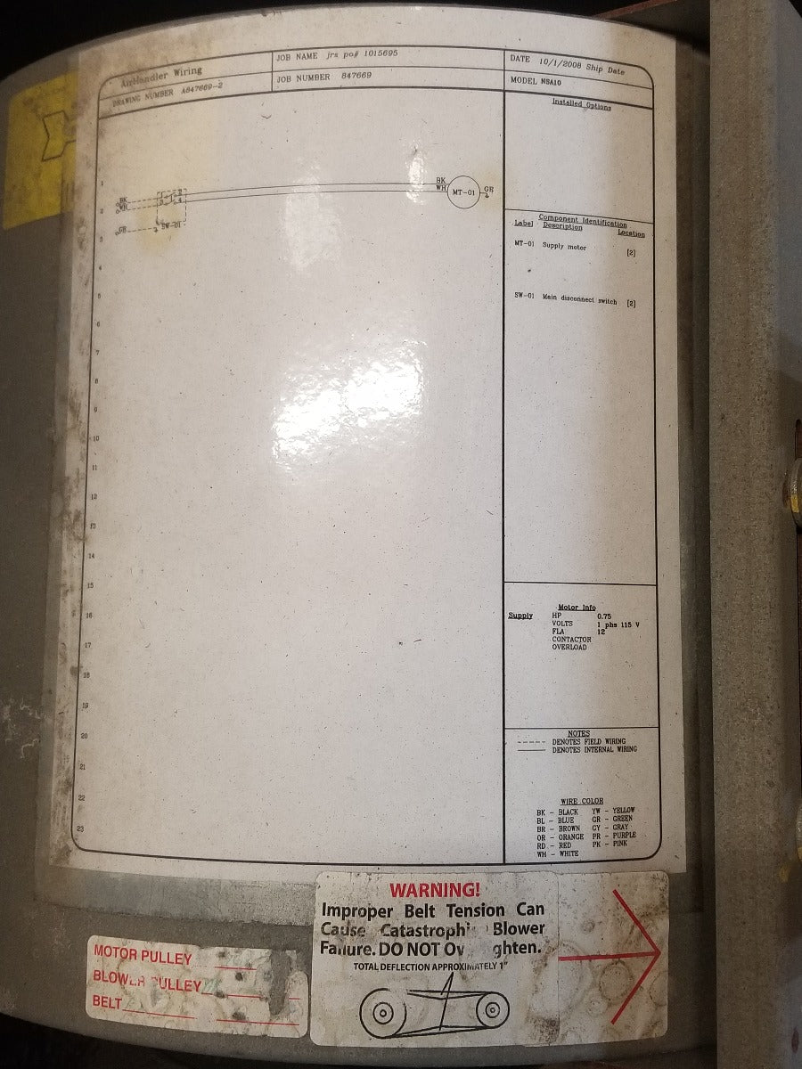 Used Restaurant Equipment - FloAire NSA10 Modular Rooftop Make-Up Air Fan - 115v/60/1, 3/4 HP, 12 FLA