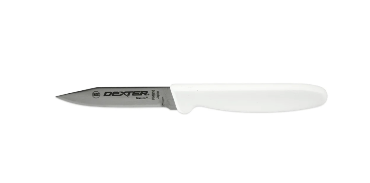 Dexter-Russell 31610 Basics Clip Point Paring Knife with White Poly Handle 3"