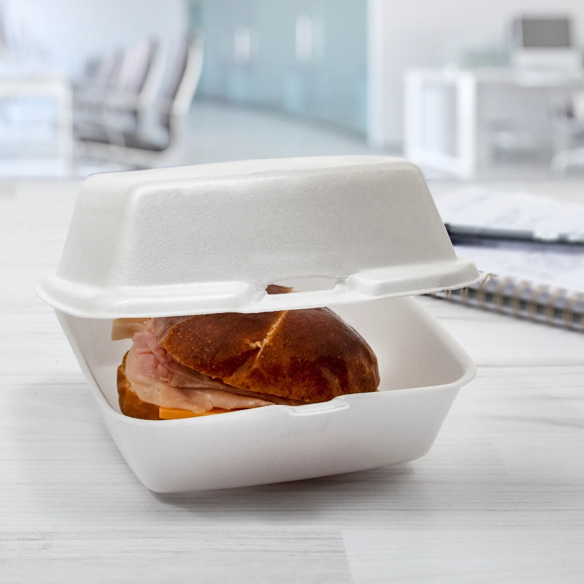 Dart 60HT1 Carryout Hinged Foam Food Container 6" x 6" (Case of 500) Disposable Containers