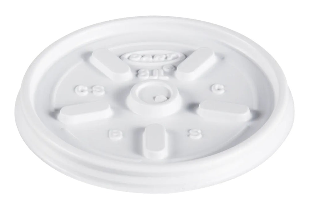 Dart Solo 8JL White Plastic Vented Flat Lid for 8 oz. Foam Cups & Containers - 1000/Case
