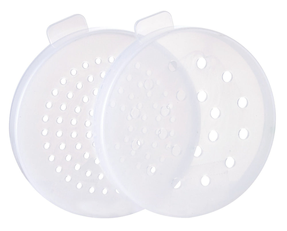 Winco PDG-10 Polycarbonate Shaker / Dredge with Handle & (3) Clear Lids (S, M, L) 10 oz. - Clear - 12/Case