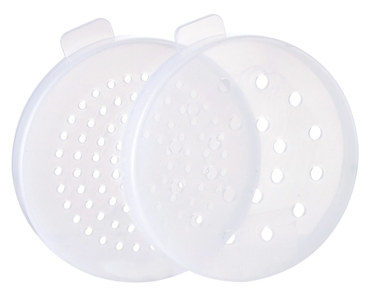 Winco PDG-10 Polycarbonate Shaker / Dredge with Handle & (3) Clear Lids (S, M, L) 10 oz. - Clear - 12/Case