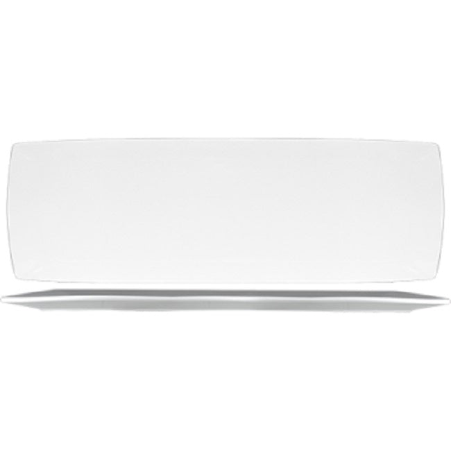 International Tableware PL-124 Chef's Palette Bright White Flat Edge Rectangle China Platter 12" x 4" - 36/Case