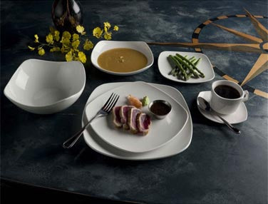 International Tableware QP-7 Quad European White Square China Plate 7-3/4" - 24/cs