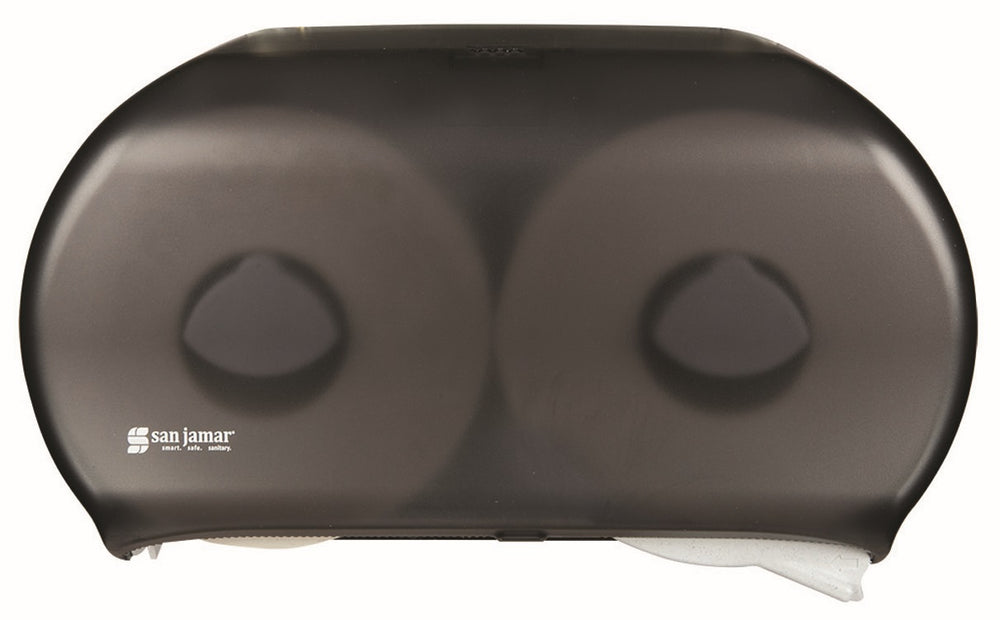 San Jamar R4000TBK Twin JBT Classic Bath Tissue Dispenser - Translucent Black Pearl - Holds (2) 9" Jumbo Rolls