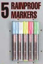 Chef Master 90031 Large Black & White Reversible Write-On Marker Board 24" x 36" with (5) Rainproof Markers