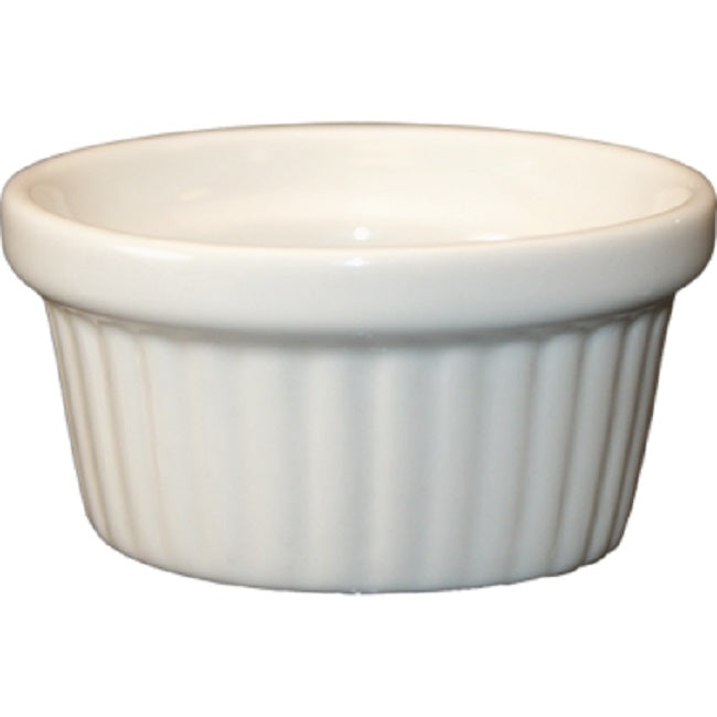 International Tableware RAMF-2-AW American White Round China Fluted Ramekin 2 oz. - 36/Case