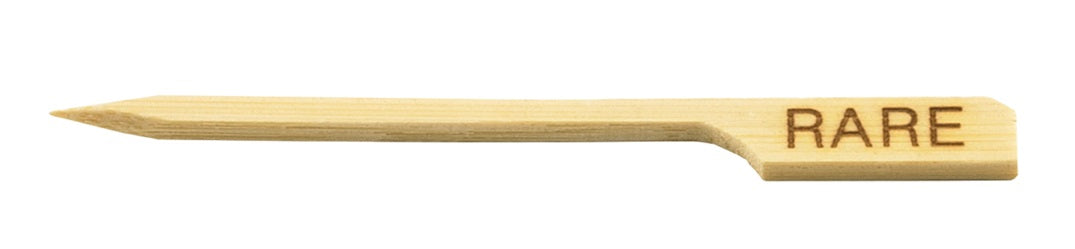 TableCraft RARE "Rare" 3-1/2" Bamboo Temperature Meat Marker Pick - 100/Pack