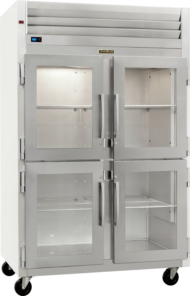 Traulsen G21000 2-Section Left/Right Hinged 4 Glass Half Door Reach-In Refrigerator 52" - 46 Cu. Ft.