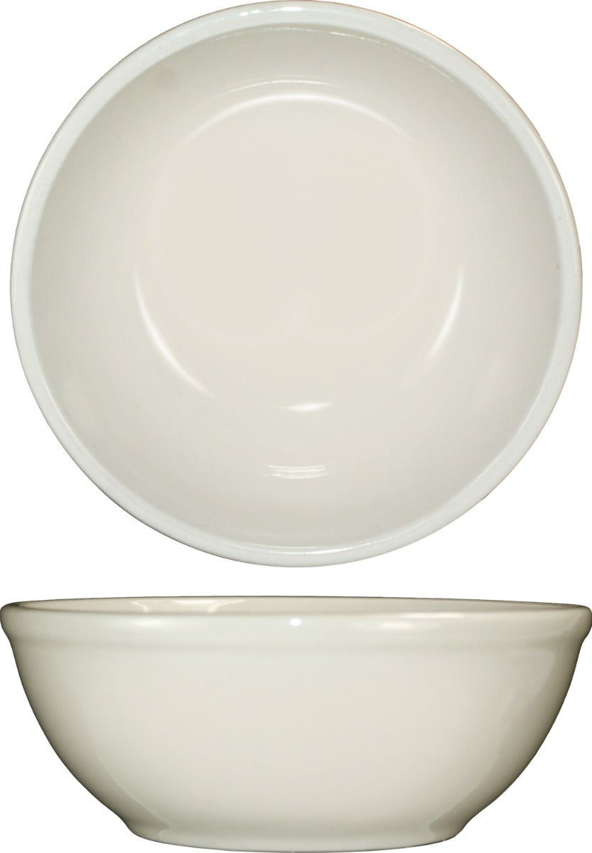 International Tableware RO-18 Roma American White Rolled Edge China Oatmeal / Nappie Bowl 16 oz. - 36/Case