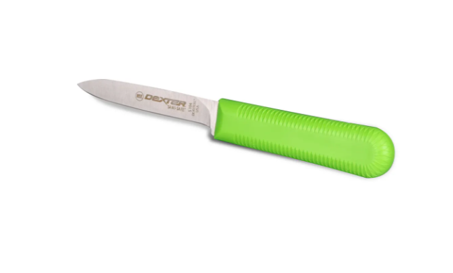 Dexter Russell S104G-PCP SANI-SAFE® 3 1/4" Paring Knife Set w/ Polypropylene Green Handle, Carbon Steel - 12ea/Case