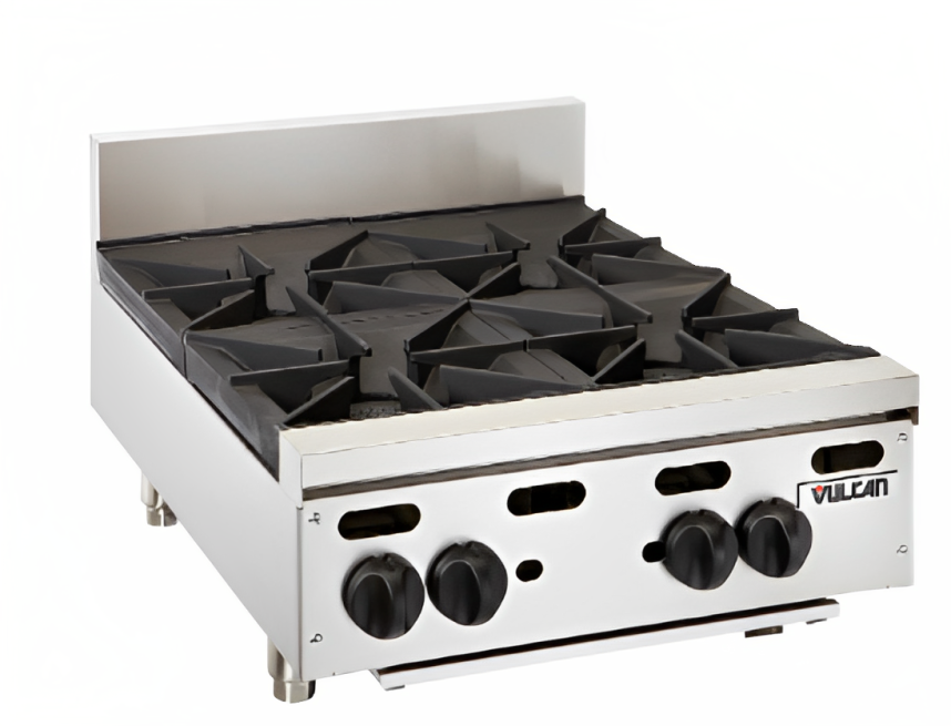 Used Restaurant Equipment - Vulcan VHP636U Achiever Countertop Step-Up Natural Gas Hotplate with 6 Burners 36" - 6 x 30,000 BTU