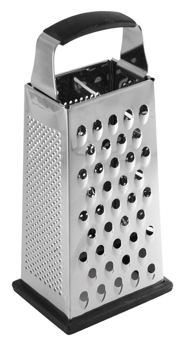 TableCraft SG205BH Stainless Steel 4-Sided Tapered Large Box Grater with Non-Slip Grip Handle 4-3/8" x 3-3/8" x 9-5/8"H