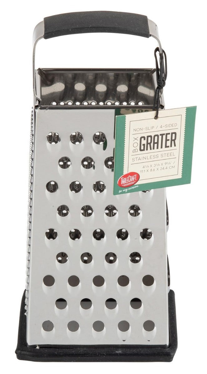 TableCraft SG205BH Stainless Steel 4-Sided Tapered Large Box Grater with Non-Slip Grip Handle 4-3/8" x 3-3/8" x 9-5/8"H