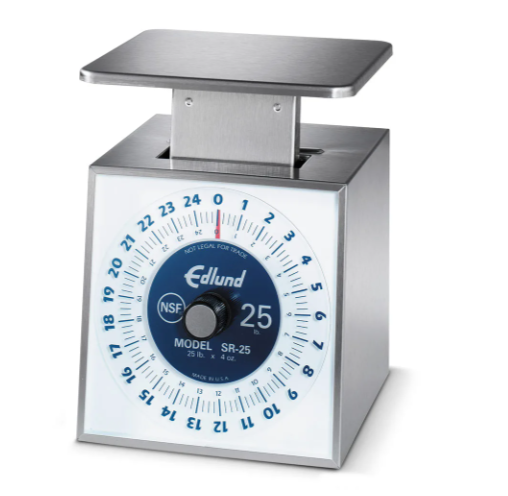 Edlund SR-25 Dial Type Portion Scale w/ Vertical Face, Rotating, Top Load, Stainless