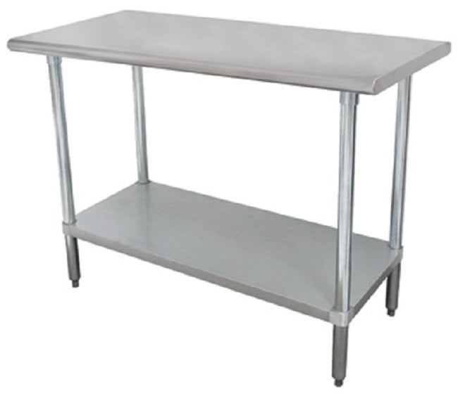 Advance Tabco SS-308 Premium Series Stainless Steel Flat Top Work Table with Adjustable Undershelf 96" x 30"