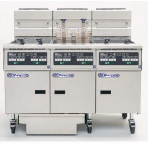 Pitco SSH55-3FD-SSTC Floor Fryer NG 3 Tank I-12 Computer Control 150 lb. Free Standing 240000 BTU