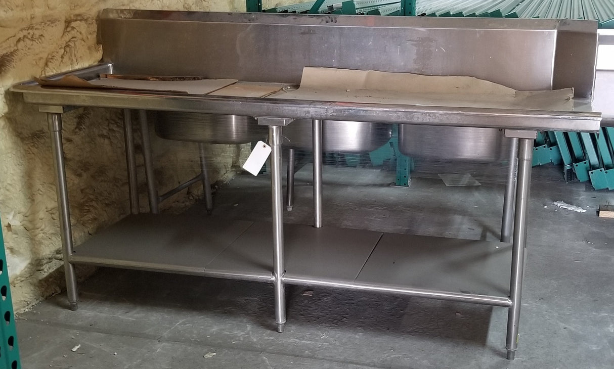 Used Restaurant Equipment - Advance Tabco DTS-S70-36L Stainless Steel Straight Soil Dishtable 82" x 24" x 46"H - Left-to-Right