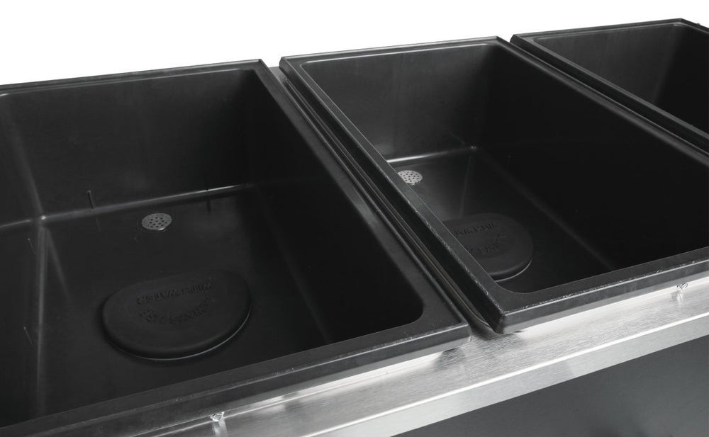 Vollrath T387072 2-Series Affordable Portable Deluxe Electric 3-Well Hot Food Table with Closed Base and Sneeze Guard 46" - Black - Sealed Well - 208-240v