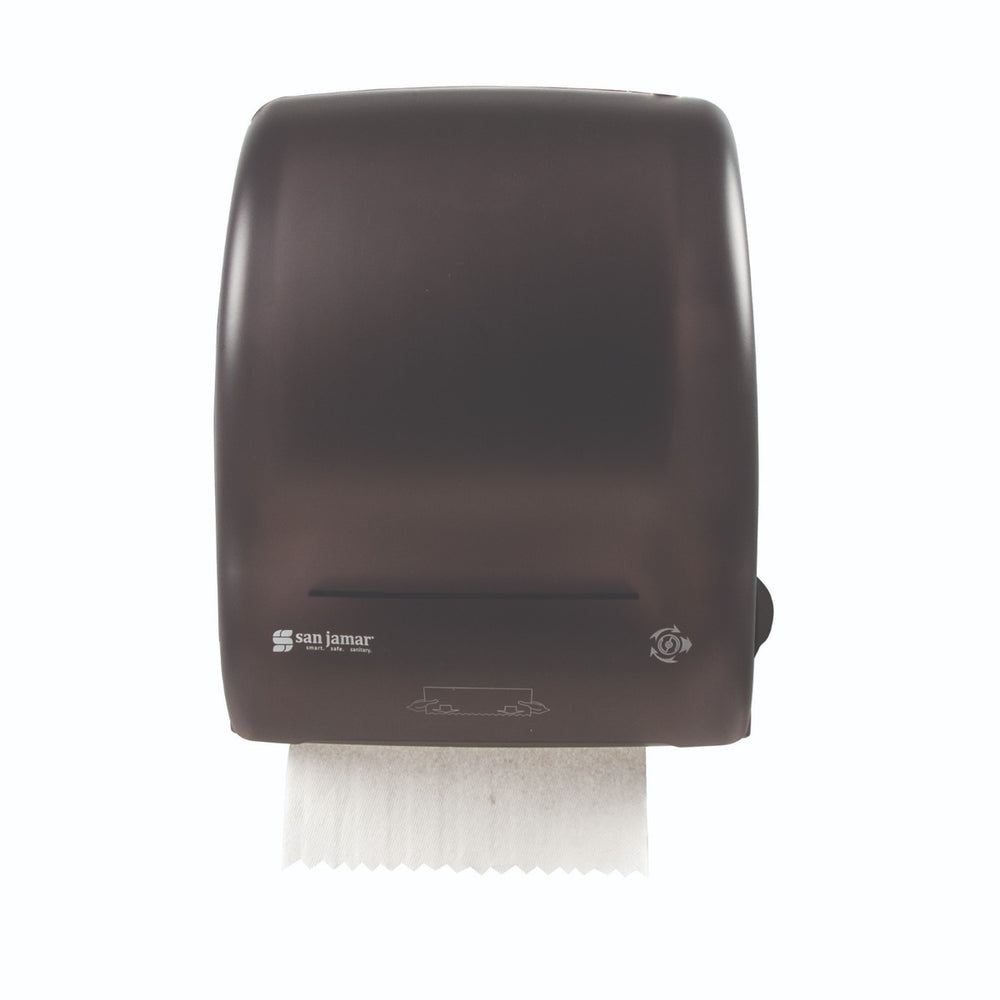 San Jamar T7400TBK Simplicity Essence Wall Mount Hands Free Classic Paper Towel Dispenser - Translucent Black - Holds (1) 8" Roll