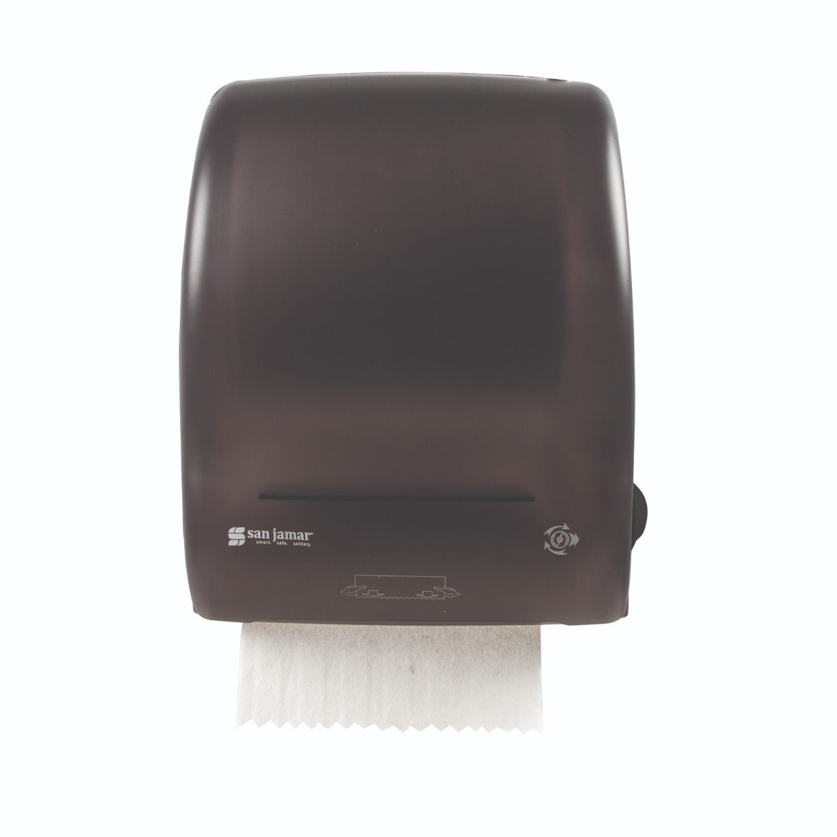 San Jamar T7400TBK Simplicity Essence Wall Mount Hands Free Classic Paper Towel Dispenser - Translucent Black - Holds (1) 8" Roll