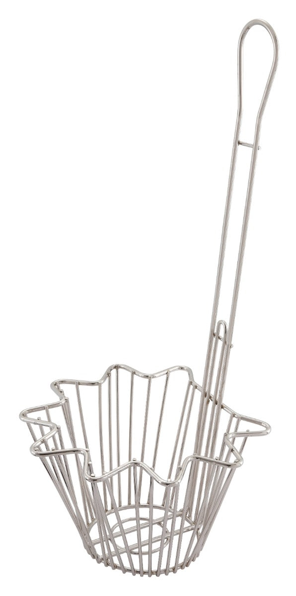 Winco TB-20 Nickel-Plated Star Shape Taco Salad Bowl Fry Basket with 18"L Handle 8-3/10" dia.