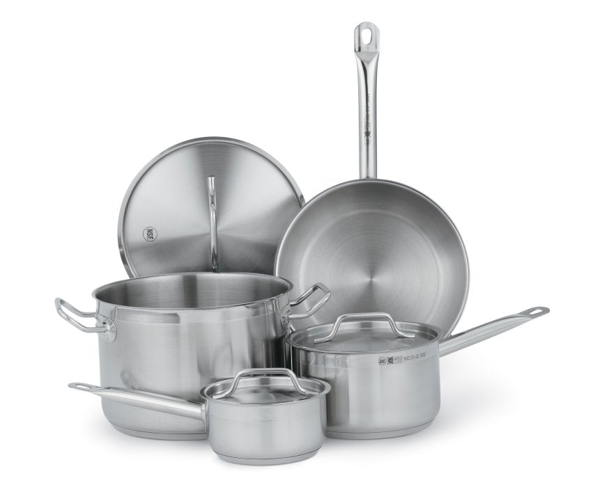 Vollrath 3822 Deluxe 7-Piece Induction Ready Stainless Steel Optio Cookware Set - Includes: 1 Qt., 2.75 Qt., 6.75 Qt. Sauce Pans with Covers, and 9.5" Fry Pan
