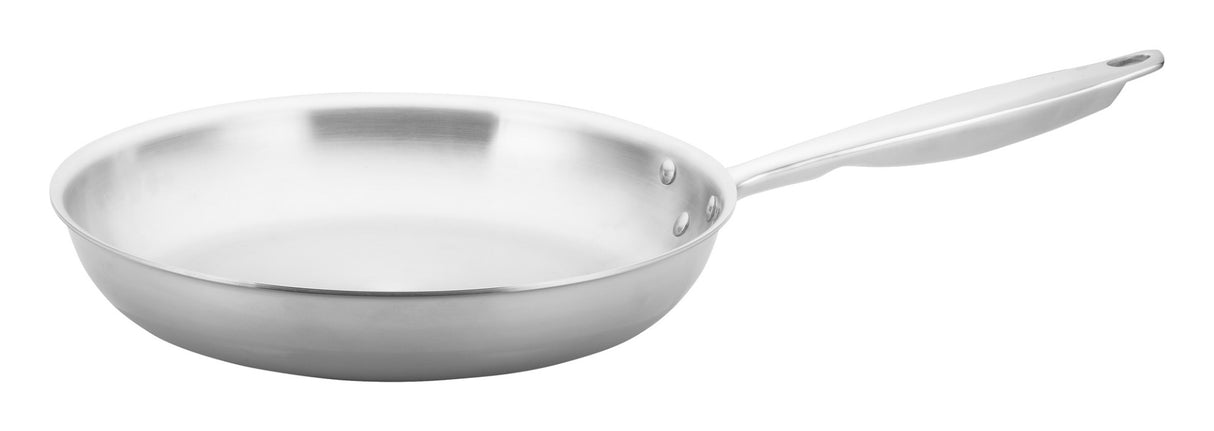Winco TGFP-12 Tri-Gen 3-Ply Stainless Steel / Aluminum Core Induction Fry Pan with Riveted Hollow Handle 12"