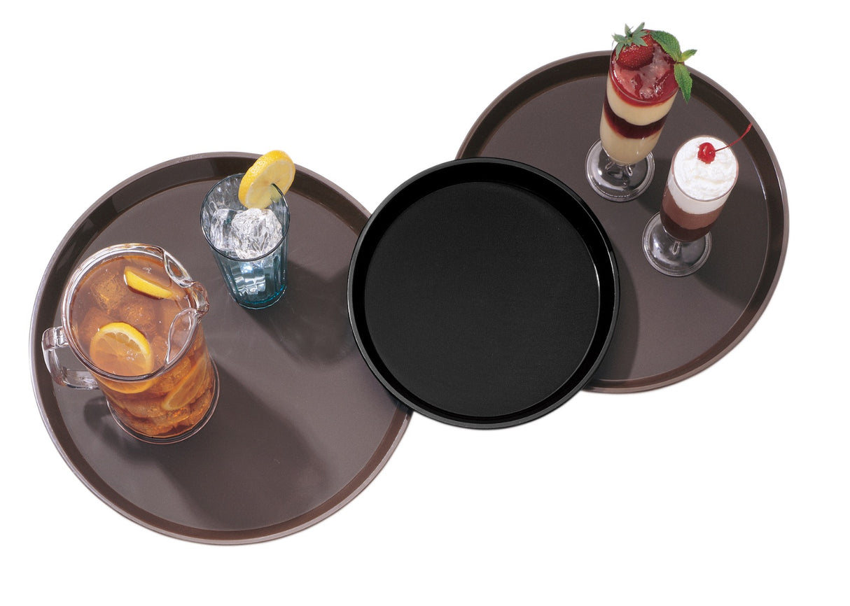 Cambro PT1400167 - Polytread Non-Skid Serving Tray 14" Round - Brown