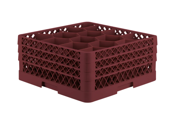 Vollrath TR18JJJ Rack Max Glass Rack w/ (12) Compartments - (3) Extenders, Burgundy - 2ea/Case