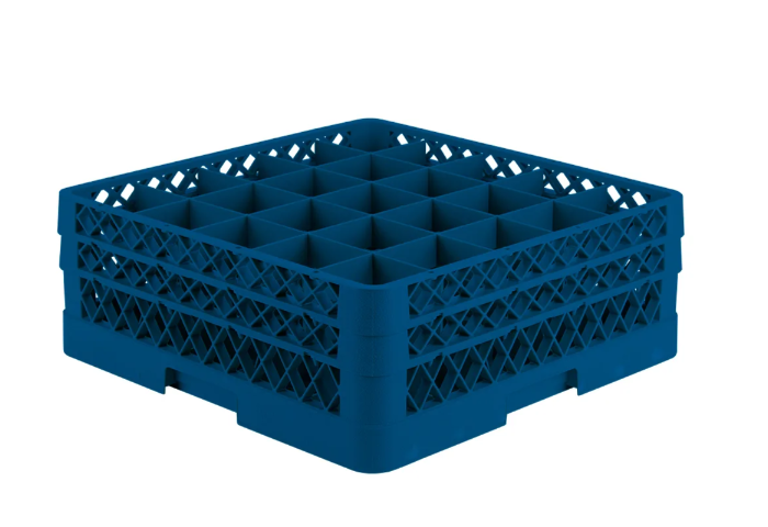 Vollrath TR6BB Rack-Master Glass Rack w/ (25) Compartments - (2) Extenders, Royal Blue - 2ea/Case