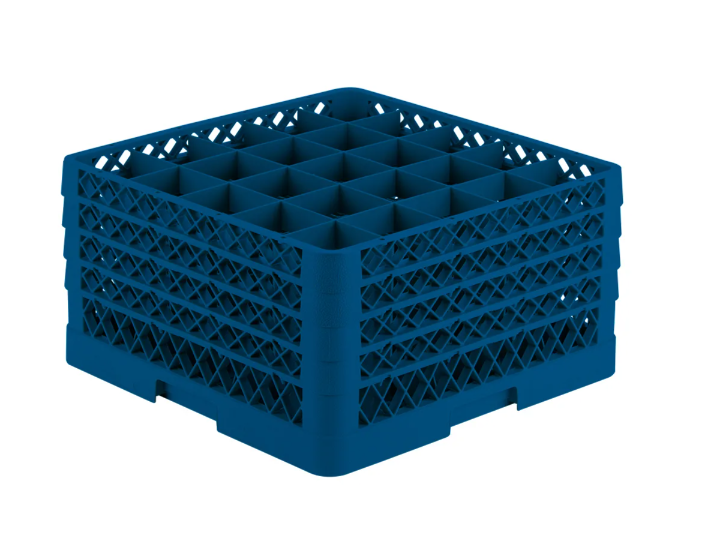 Vollrath TR6BBBB Rack-Master Glass Rack w/ (25) Compartments - (4) Extenders, Royal Blue - 2ea/Case