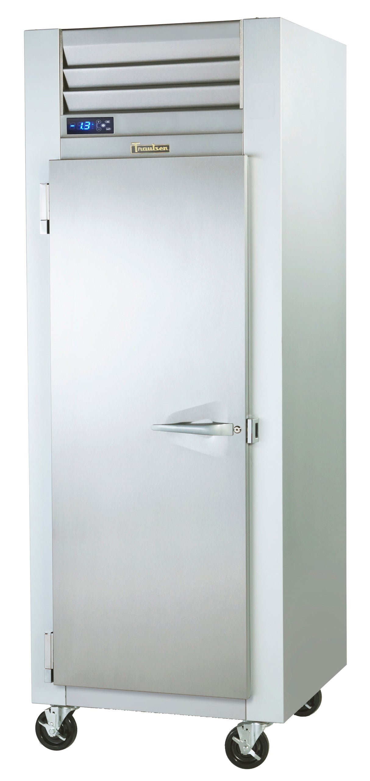 Traulsen G12011 left hinged reach in freezer 1 section two solid doors stainless steel commercial freezer