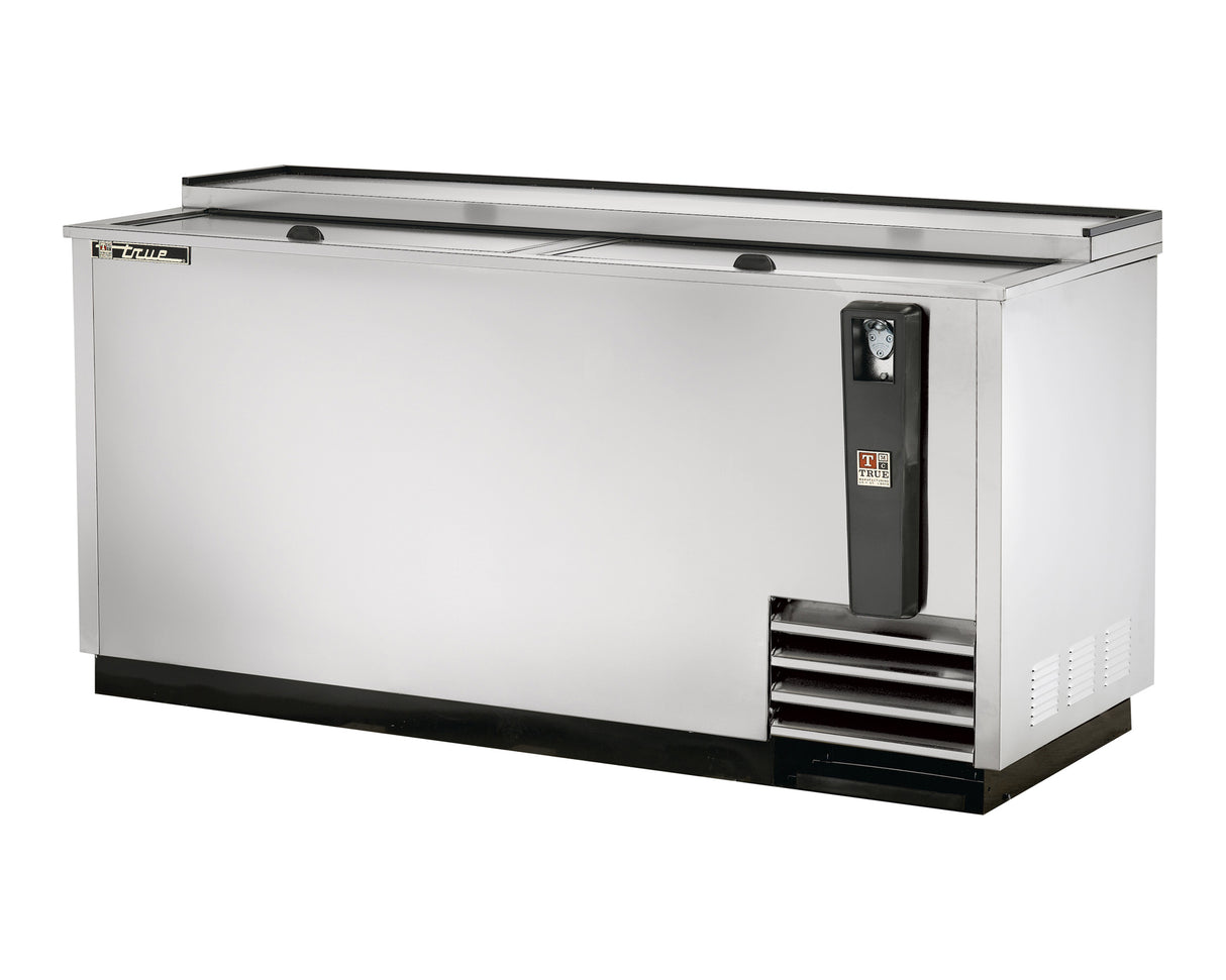 True TD-65-24-S-HC stainless steel deep well horizontal bottle cooler with sliding lids