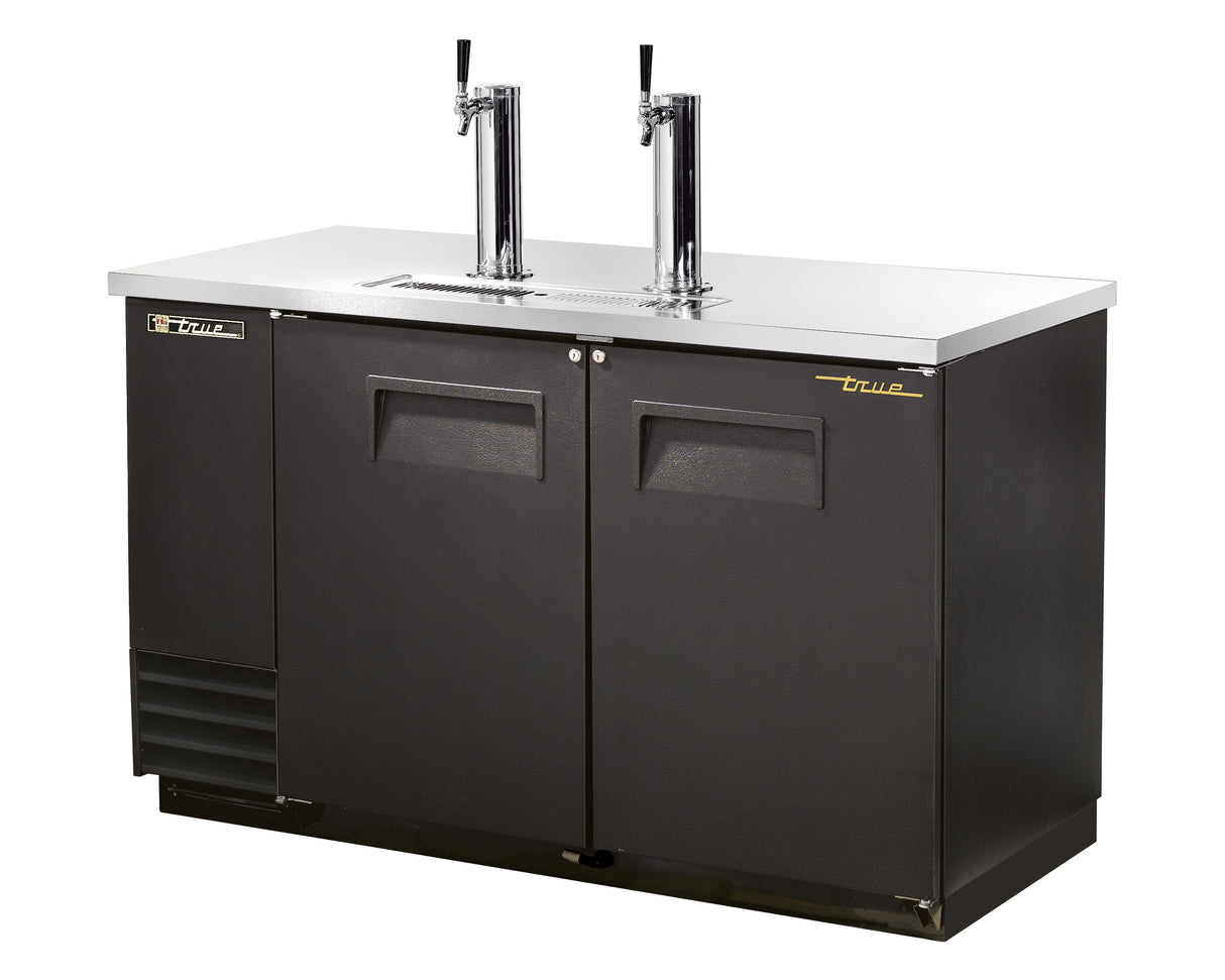 True TDD-2-HC commercial direct draw beer dispenser with two taps and solid doors