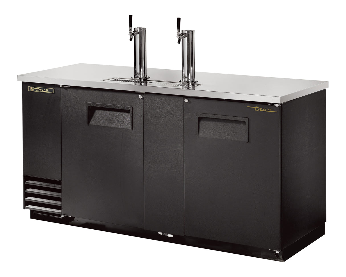 True TDD-3-HC commercial direct draw beer dispenser with two taps and solid swing doors