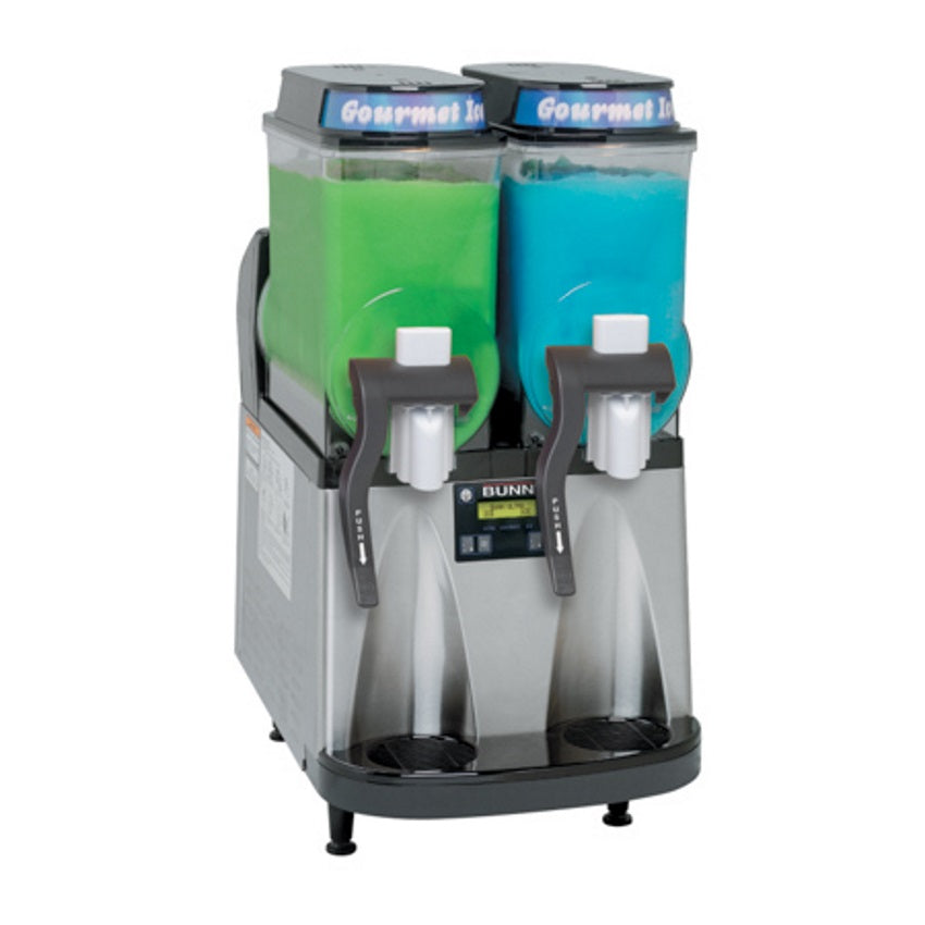 Bunn 58000.0015 Ultra NX Slushy / Frozen Drink Machine with (2) 3-Gallon Hoppers - Stainless/Black - 120v