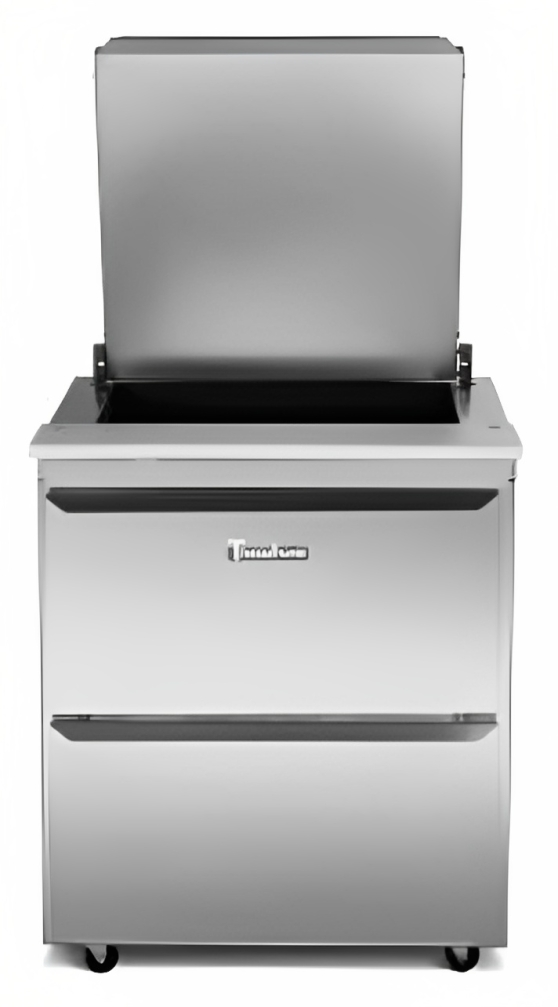 Traulsen UST276-D 1-Section 2 Drawer Refrigerated Salad/Sandwich Prep Table with Low Profile Flat Lid 27" - Holds (6) 1/6 Size Pans - 7.7 cu. ft. - 115v